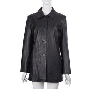 VINTAGE Randolph Duke The Look Women Leather Jacket 8 Black Button Up Lined